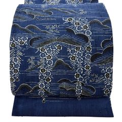 浴衣 身丈160cm 裄丈65cm M 絞り浴衣 草花 濃紺 綿 名品 【中古
