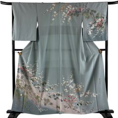 袋帯 名品 川島織物 落款 本袋 草花 有職文様 金銀糸 箔 薄緑 六通