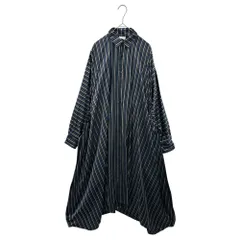 noir kei ninomiya(ノワールケイニノミヤ) 24SS Side-Gathered Striped Shirt Dress サイドギャザー ストライプ シャツ ワンピース 3M-O015 XS ブルー×ブラック 長袖 ロング コムデギャルソンのサムネイル