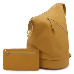 LOEWE ロエベ アントン リュックサック バックパック レザー マスタードイエロー 黄色 ゴールド金具 ポーチ付きのサムネイル