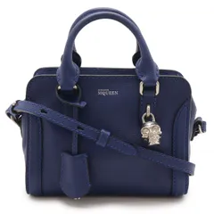 Alexander McQueen アレキサンダー マックイーン スカル ミニボストン ハンドバッグ 2WAY ショルダーバッグ レザー ブルー 青 シルバー金具のサムネイル