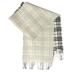 BURBERRY(バーバリー) 現行品 Reversible Check Cashmere Scarf リバーシブル チェック カシミア スカーフ ストール マフラー 168 × 30cm アイボリー 参考定価92,400円のサムネイル