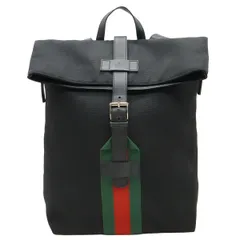 GUCCI グッチ バンド テクノキャンバス ウェブライン シェリー バックパック リュックサック レザー ブラック 黒 グリーン レッド 337075のサムネイル