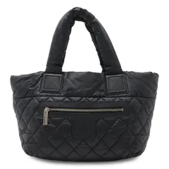 CHANEL シャネル コココクーン スモールトート トートバッグ ハンドバッグ キルティング ナイロン レザー ブラック 黒 シルバー金具 A48610のサムネイル
