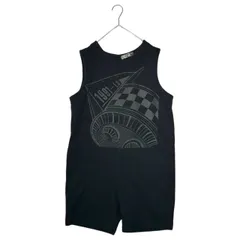 i.s. ISSEY MIYAKE(アイエス イッセイミヤケ) 1991 チェッカー フラッグ グラフィック プリント ノースリーブ ジャンプスーツ IS13-JI003 M ブラック 90's 90年代 アーカイブ サロペット つなぎ オールインワンのサムネイル