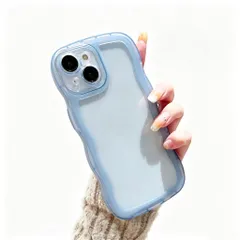 Magloo 対応 iphone16ケース 波型 うねうね TPU ソフトカバー レンズ個別保護 耐衝撃 薄型 軽量 持ちやすい 傷防止 韓国風 おしゃれ かわいい ブルー (Magloo 対応 iphone16ケース)