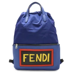 FENDI フェンディ ロゴ フェイス ドローストリングバッグ バックパック リュックサック 巾着型 ナイロン レザー ネイビー 紺 マルチカラー 7VZ034のサムネイル