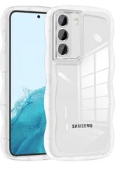 ★QLTYPRI Galaxy S22 ケース クリア TPU カバー ウェーブ おしゃれ 韓国 可愛い 透明 薄型 軽量 耐衝撃 滑り止め (SC-51C / SCG13) スマホケース ワイヤレス充電対応 ストラップホール付き クリアのサムネイル