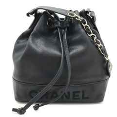 【美品】シャネル　ラムスキン　デカココ　巾着　チェーンリュック　黒　489 美品】シャネル ラムスキン デカココ 巾着 チェーンリュック 黒 489