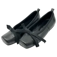 robe de chambre COMME des GARCONS(ローブドシャンブルコムデギャルソン) Square-Toe Ribbon Ballet Shoes スクエアトゥ リボン バレエ シューズ 22.5cm ブラック パンプス フラットのサムネイル