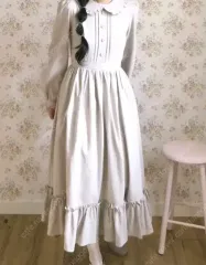 ウィンター ストライプ ドレス ベージュ グレー mimi boutique