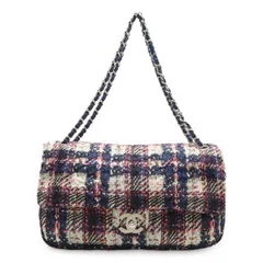 CHANEL シャネル ツイードプリント ココマーク チェーンショルダー ショルダーバッグ ナイロン ネイビー 紺  シルバー金具 ポーチ欠品 A66457のサムネイル