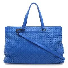 BOTTEGA VENETA ボッテガ ヴェネタ イントレチャート 2WAY トートバッグ ショルダーバッグ レザー ブルー 青