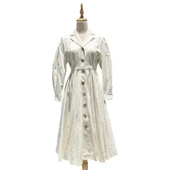 foufou(フーフー) THE DRESS #17 - waltz - open collar gold button dress オープンカラー ゴールド ボタン ドレス 92OP04 O ホワイト ワンピース ロング フレアのサムネイル