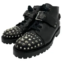 UNSQUEAKY(アンスクウィーキー) Spiked Studded Belted Leather Short Boots スパイク スタッズ ベルテッド レザー ショート ブーツ 2(24cm〜24.5cm程度) ブラック DECORATION シューズのサムネイル