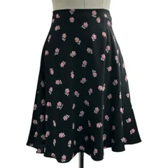 miu miu(ミュウミュウ) Floral Print Flared Mini Skirt 花柄 フレア ミニ スカート MG807 1LA3 44 ブラック×ピンクのサムネイル