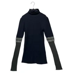 MARITHE FRANCOIS GIRBAUD(マリテフランソワジルボー) 00's Switchable Turtleneck Rib Knit 切替 タートルネック リブ ニット F7-8222 M ネイビー×グレー Y2Kのサムネイル
