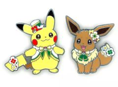 [Used] Badge/Pin Set: Pikachu & Eevee (Carnival Outfit) Pin Set "Pokémon PokéPark Kanto"