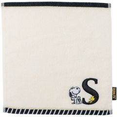 [Clearance Sale] White embroidered S initial 25cm mini towel Snoopy