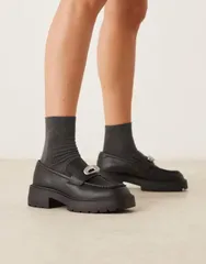 カルバンクライン レディース シューズ スリッポン・ローファー Calvin Klein chunky buckle loafers Ck black ブラックのサムネイル