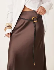 エイソス レディース アクセサリー ベルト ASOS DESIGN half moon loop through waist and hip belt with gold hardware Blackのサムネイル