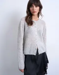 トップショップ レディース アウター カーディガン ニット Topshop knit premiumohair loose cardigan Gray グレーのサムネイル