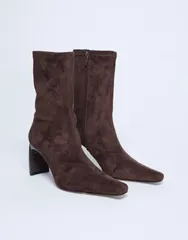 トップショップ レディース シューズ ブーツ・レインブーツ スエード アンクル ブーツ Topshop Pearl point toe faux suede ankle boots in chocolのサムネイル