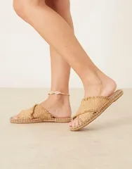 エイソス レディース シューズ サンダル ASOS DESIGN Joella crosstrap espadrilles fleck raffia GOLD FLECK RAFFIA ゴールドのサムネイル