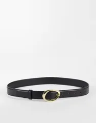 エイソス レディース アクセサリー ベルト ASOS DESIGN waist and hip gold bubble angled buckle Black ブラックのサムネイル