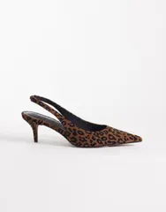 エイソス レディース シューズ ヒール スエード ASOS DESIGN Shade slingbackitten heels in leopard suedette LEOPARD アニマルのサムネイル