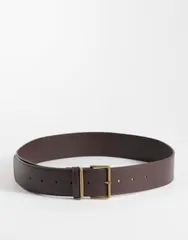 エイソス レディース アクセサリー ベルト ASOS DESIGN waist and hip wide square buckle belt in chocolate チョコレートのサムネイル
