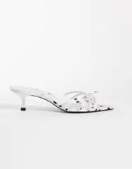 マンゴ レディース シューズ サンダル ドット柄 ドット ヒール Mango bow detail heeled sandals and black polka dot Multi マルチカラーのサムネイル