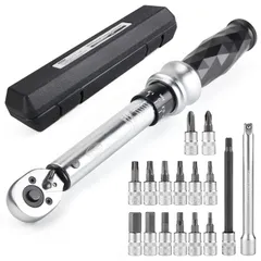 新品 CXWXC 自転車用 トルクレンチセット 差込角6.35mm（1/4インチ） 1～25N.m ビット15個 延長アダプタ付 ロックリングタイプ ロードバイク プレセット型（CX-210）のサムネイル