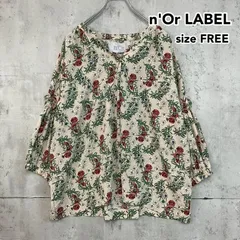 n'Or LABEL ノアールレーベル F 贅沢ギャザー花柄ブラウス ベージュ 総柄 トップス プルオーバー 長袖 ボリューム袖 ギャザー フェミニン ナチュラル きれいめ ゆったり 体型カバー カジュアル 定番人気 おしゃれ 着回し ★ ■◆のサムネイル
