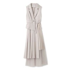 新品 JUSGLITTY ジャスグリッティー 衿付プリーツニットワンピース M