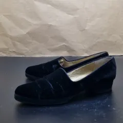 YVES SAINT LAURENT イヴ・サンローラン ツアーベルベット パンプス 7 5 245 ヒール3のサムネイル