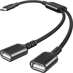 新品 Basesailor USB-C OTG スプリッタ―Yケーブル 0.3M、Typeタイプ Cオスから2 USB A 2.0 メスへの延長コード コンバーター、デュアルダブルUSBポート 延長Hubスプリット 変換アダプターコネクタ、が対応可能MacBo