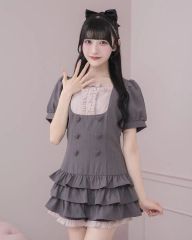 逃げ水あむcollaboration アシンメトリー配色セットアップ チャコール