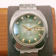【稼働】0624-1 CITIZEN SEVENSTAR V2 シチズン セブンスター 4-770889 メンズ腕時計 自動巻き デイデイト カットガラス グリーン文字盤のサムネイル