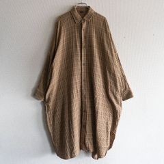 ▽45R 45rpm ドロショル うすネルシャツワンピース チェック インド綿 