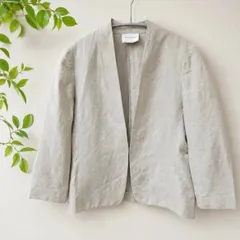 UNITED ARROWS 麻混 ノーカラージャケット 36 ベージュ リネン レディースのサムネイル