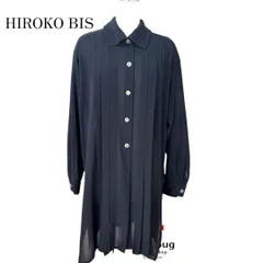 ビンテージ　HIROKO BIS　ヒロコビス　2way襟　サイドスリットプリーツロングブラウス　さらさらブラウス　黒　ブラックのサムネイル