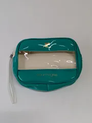 Courreges/クレージュ　エナメルクリアポーチ　緑　ロゴ　クリア　小物　メイク用品　トラベル　★E916のサムネイル