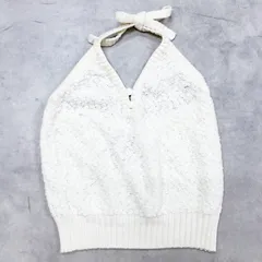 courreges クレージュ ニットトップス キャミソール ホルターネック コットン アクリル ホワイト フランス製 レディース b01823のサムネイル