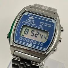 希少良品 オリエント デジタルクロノグラフ G725304-40 ヴィンテージ クォーツ腕時計 100M SWIMMER スクリューバック メンズ ウォッチ 当時物 レトロ アンティーク 豆球バックライト点灯確認済み 簡易取扱説明書付き 送料無料　ビンテージのサムネイル
