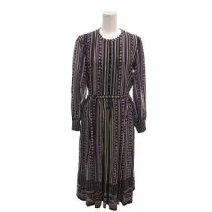 ランバン LANVIN ロングワンピース マルチボタン ストライプ柄 花柄 長袖 紫 パープル /MXのサムネイル
