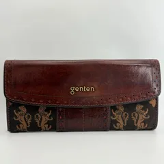 genten ゲンテン 長財布 フラップ レザー 茶 ブラウン モノグラム ライオン柄のサムネイル