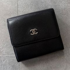 正規品CHANEL 三つ折り財布 ブラック 黒 レザー シャネル - メルカリ