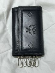 極美品】MCM キーケース ヴィセトス 4連 シボ革 バイカラー ブラック