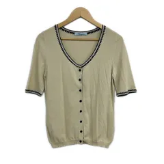 BLUMARINE(ブルマリン) カーディガン サイズI44 L レディース美品  - ベージュ×黒 半袖のサムネイル